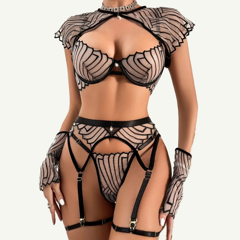 Garter Belt Set - 부드러운 소재의 숄더 케이프, 가터 벨트,